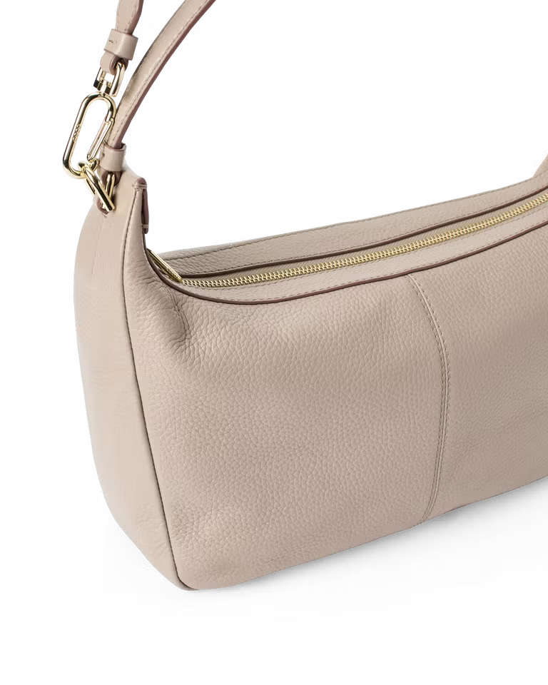 Small Pebbled Leather Hobo Bag Detachable Dual Strap Water Repellent Lining Daily Shoulder Crossbody Purse