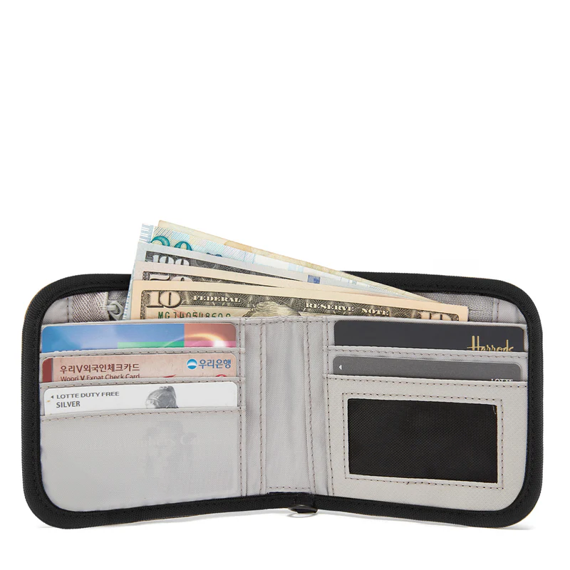 Recycled Polyester RFID Blocking Bifold Wallet 9 Card Slots Water Repellent Secure Travel Purse