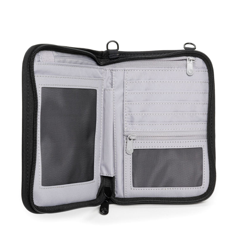 Recycled Polyester RFID Blocking Compact Travel Organizer 6 Card Slots Water Repellent Passport Wallet